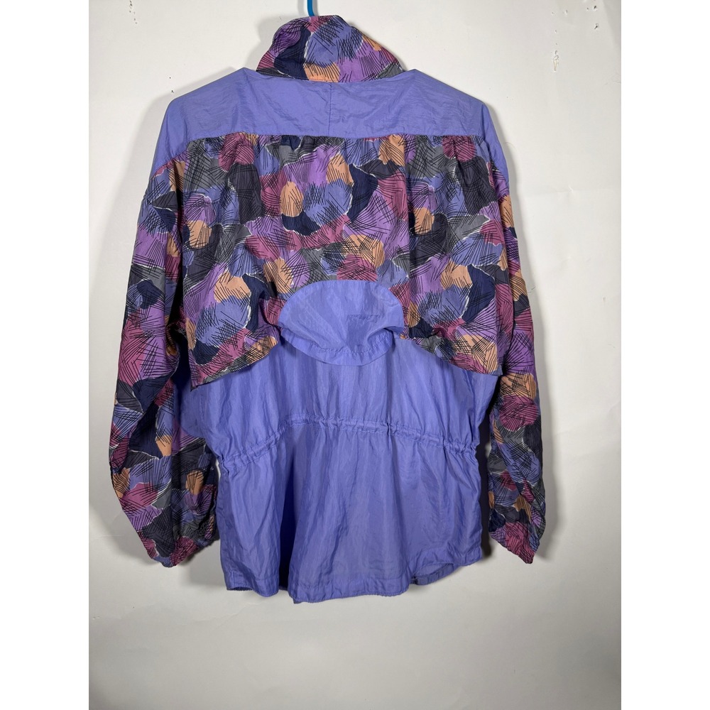 Vintage Reebok Womens Purple Abstract Print Full Zip Windbreaker Jacket Small - Picture 4 of 7
